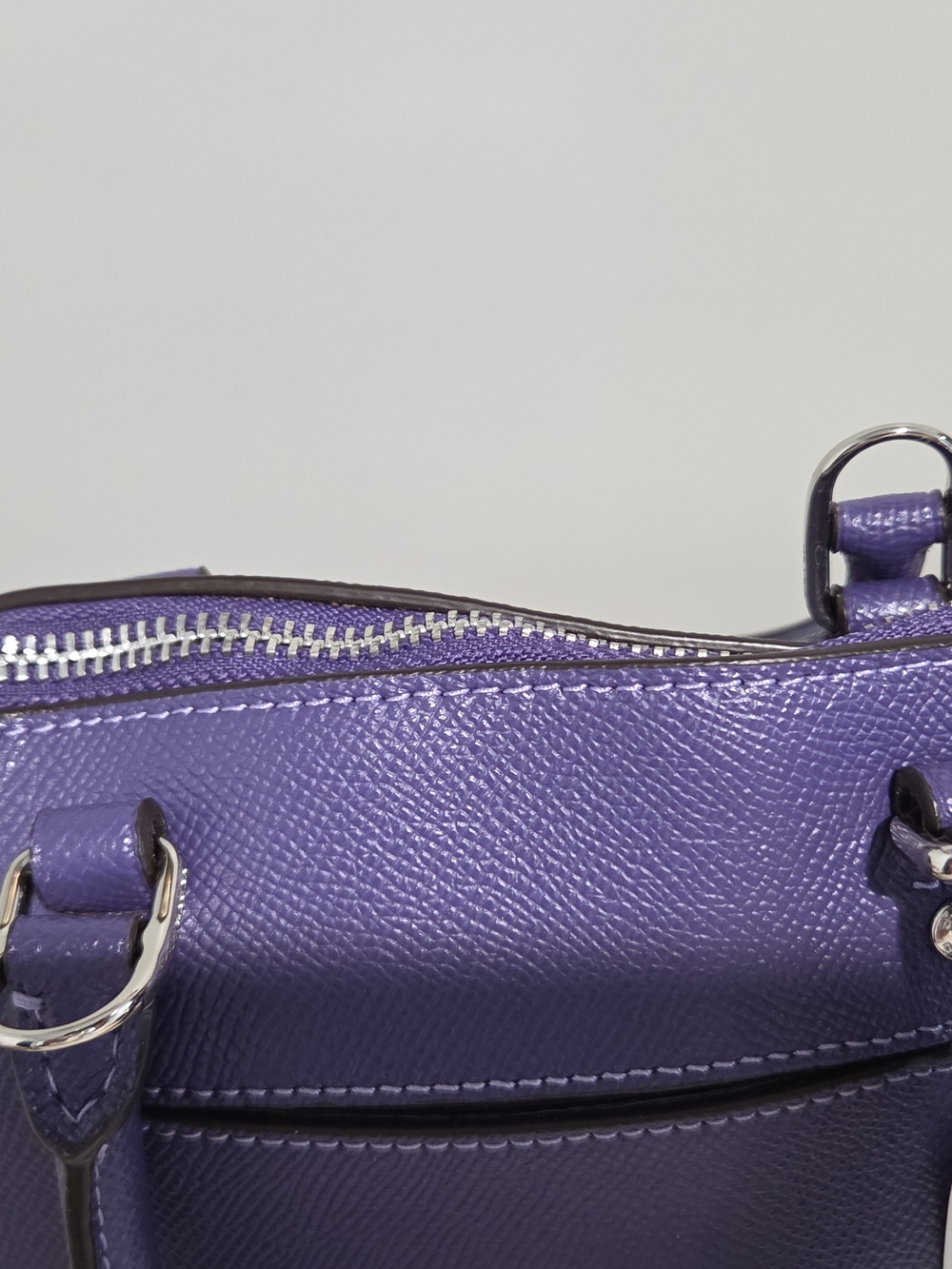 Purple Dome Satchel/Crossbody Handbag - Coach. 11" w, 10.5" top- bot, 7.5" zip-b - Picture 6 of 9